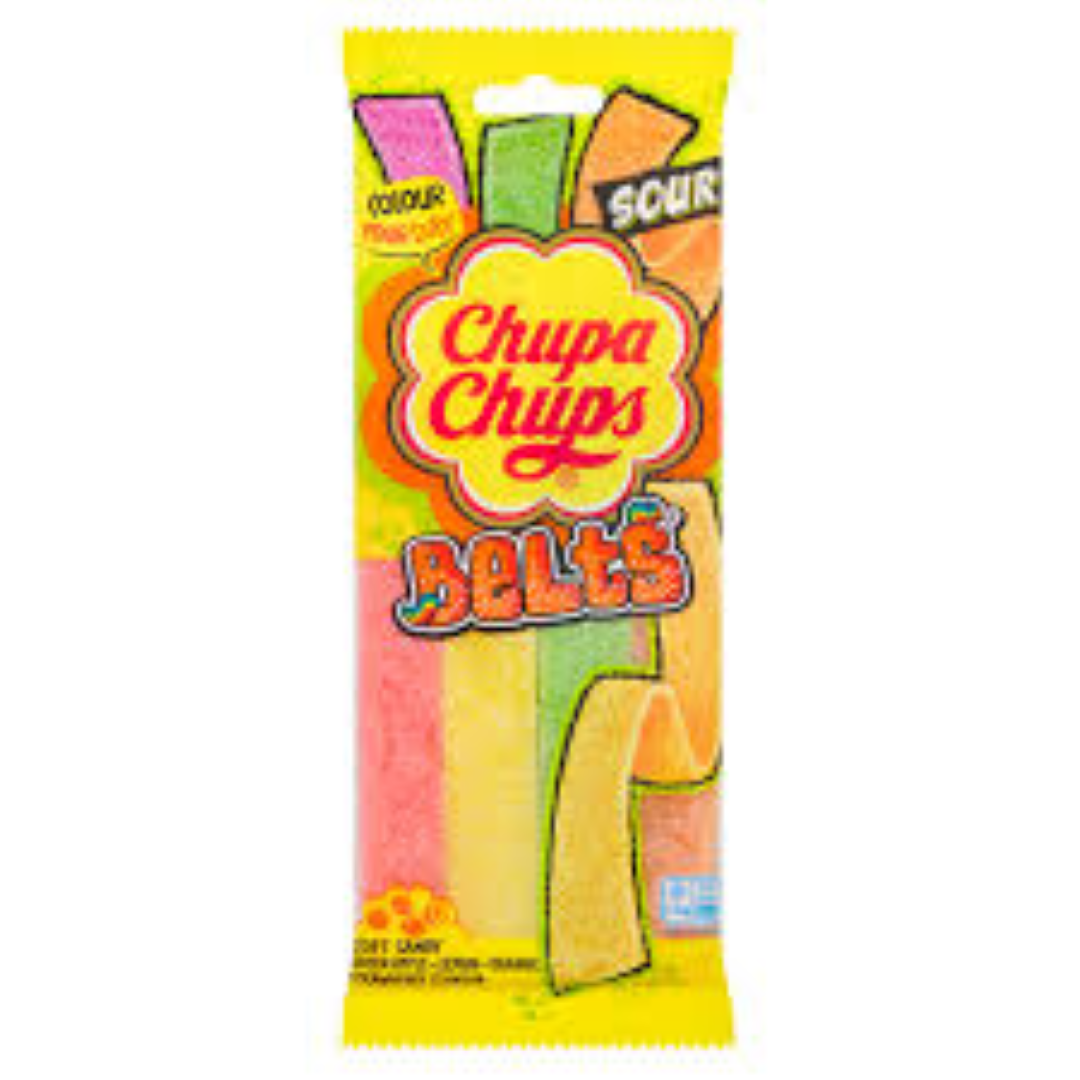 CHUPA CHUPS BELTS G/APPLE LEMON ORANGE STRAW 90G
